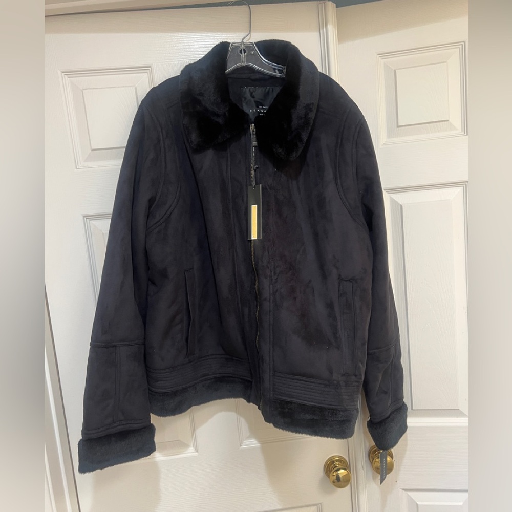 Sean‎ John Mens Black Shearling Lining Suede Leather Coat winter Jacket Size 3XL